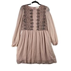 Anthropologie Pins and Needles Dress Women 10 Lace Overlay Fairy Cottage Western